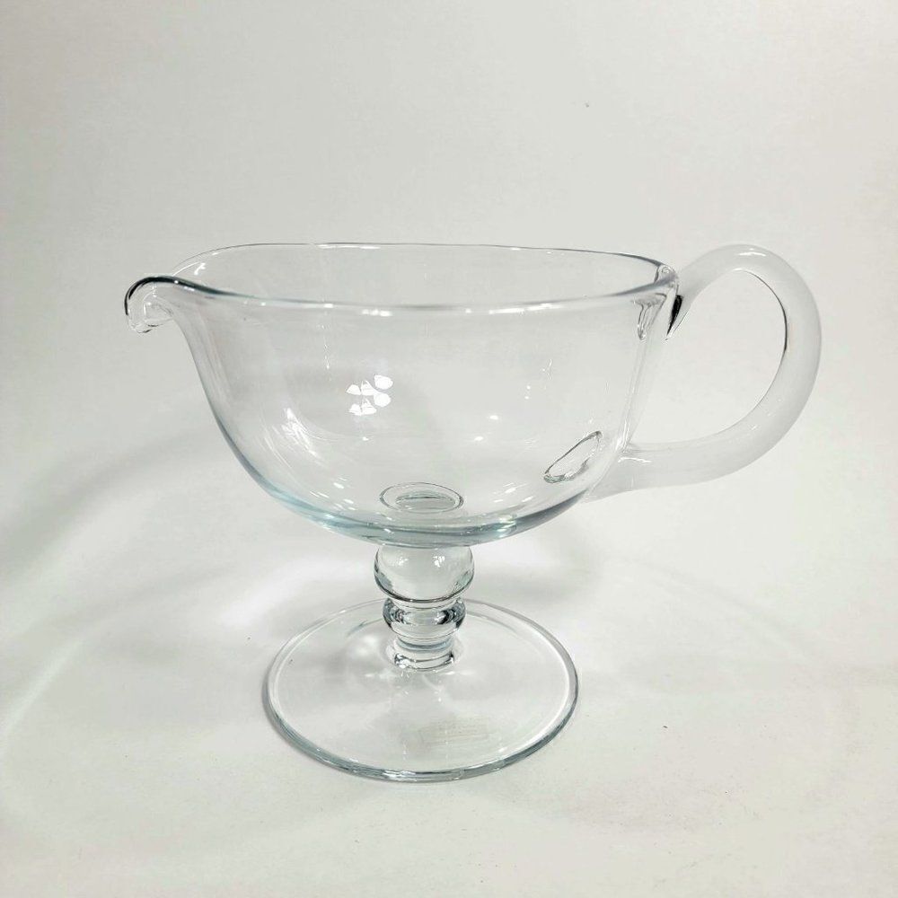 ‎Romanian Mouthblown Pedestal Gravy Boat